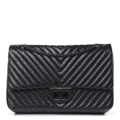 Chanel Aged Calfskin Chevron Quilted 2.55 Reissue 227 Flap So Black 1 of 12