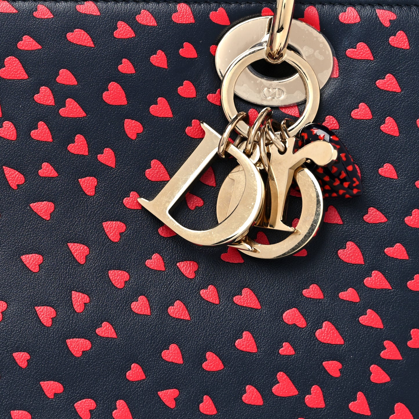Calfskin I Love Paris Medium Lady Dior Navy Red