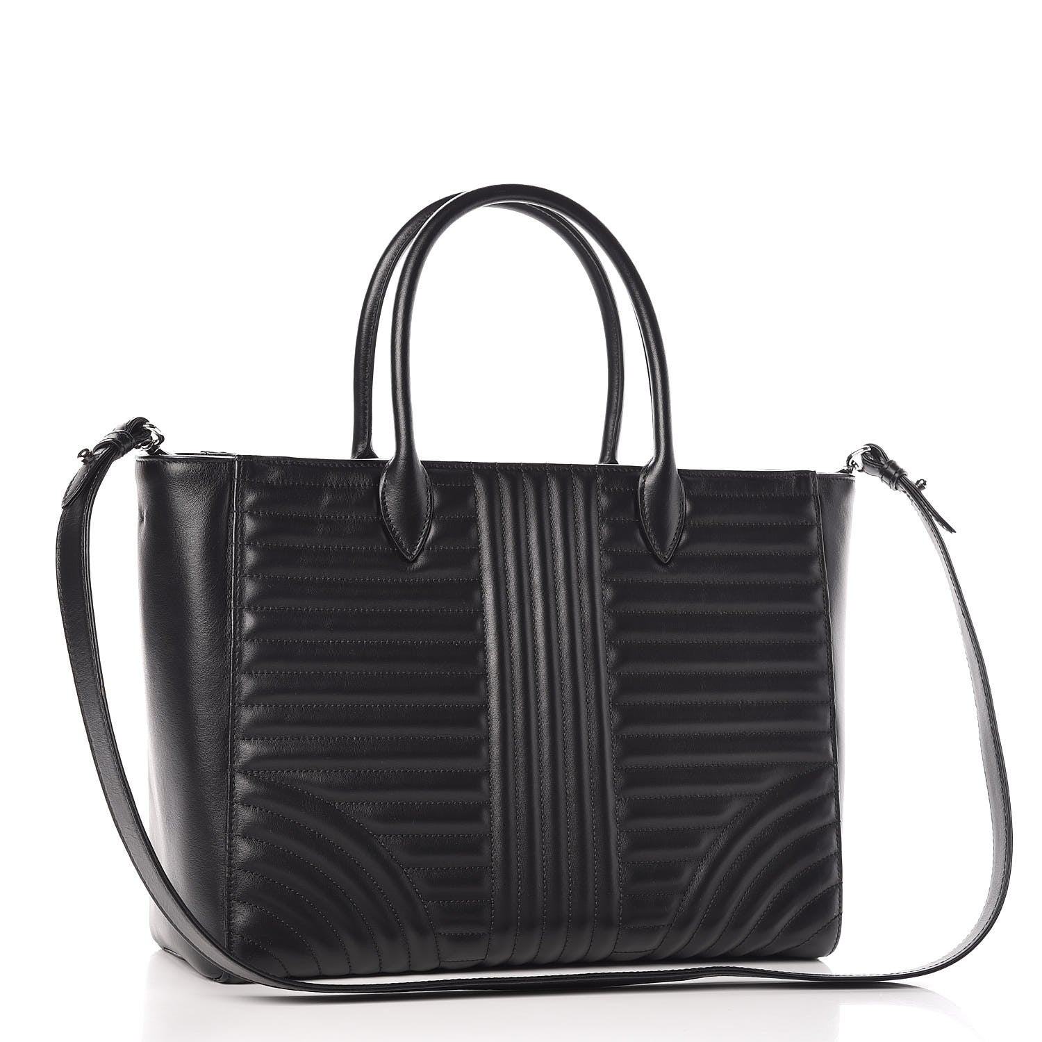 Prada Soft Calfskin Impunture Diagramme Tote Black 4 of 13