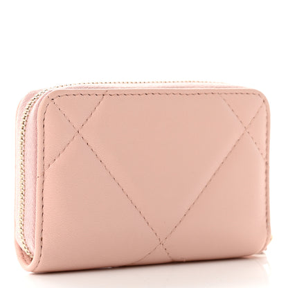 Chanel Lambskin Quilted Chanel 19 Zip Around Coin Purse Wallet Light Pink 3 of 7