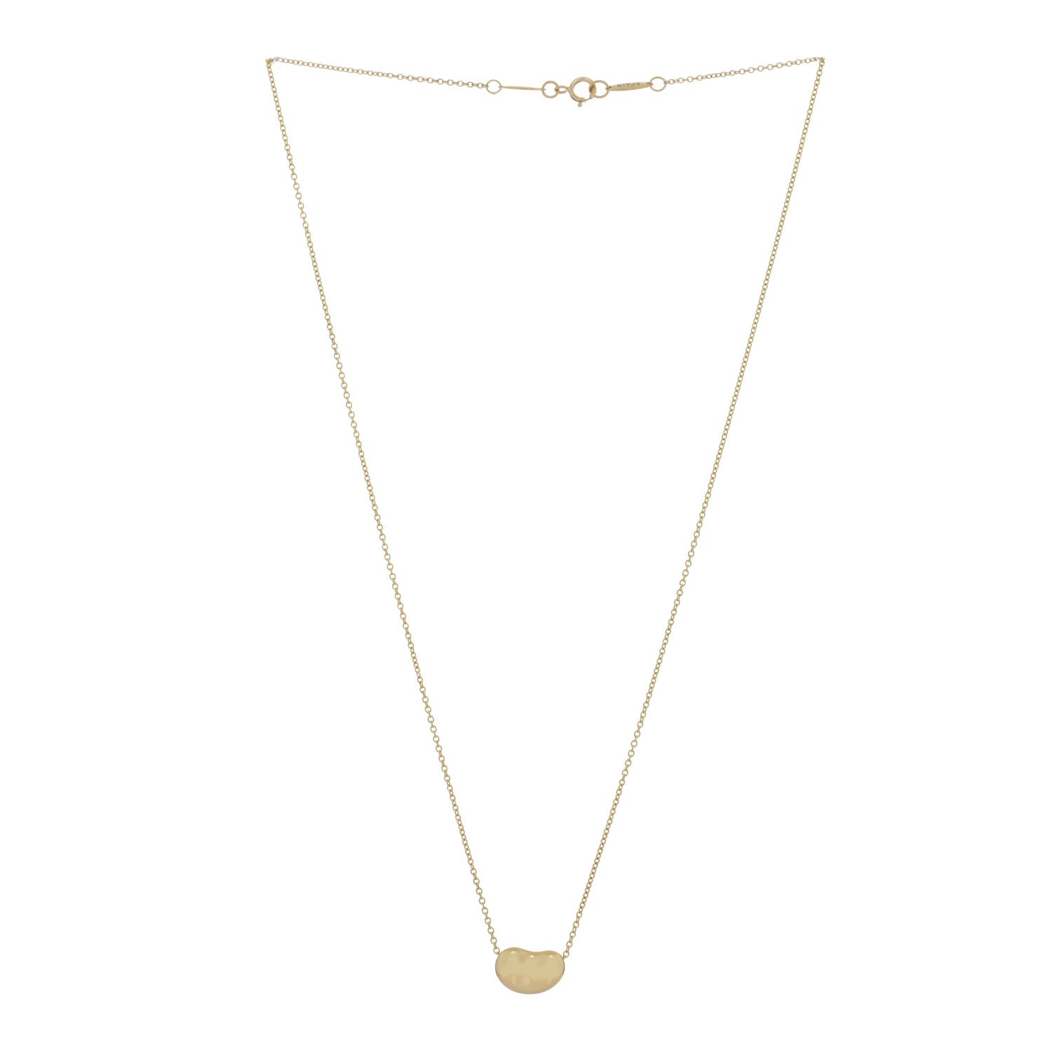 Tiffany 18K Yellow Gold 12mm Elsa Peretti Bean Pendant Necklace 3 of 4