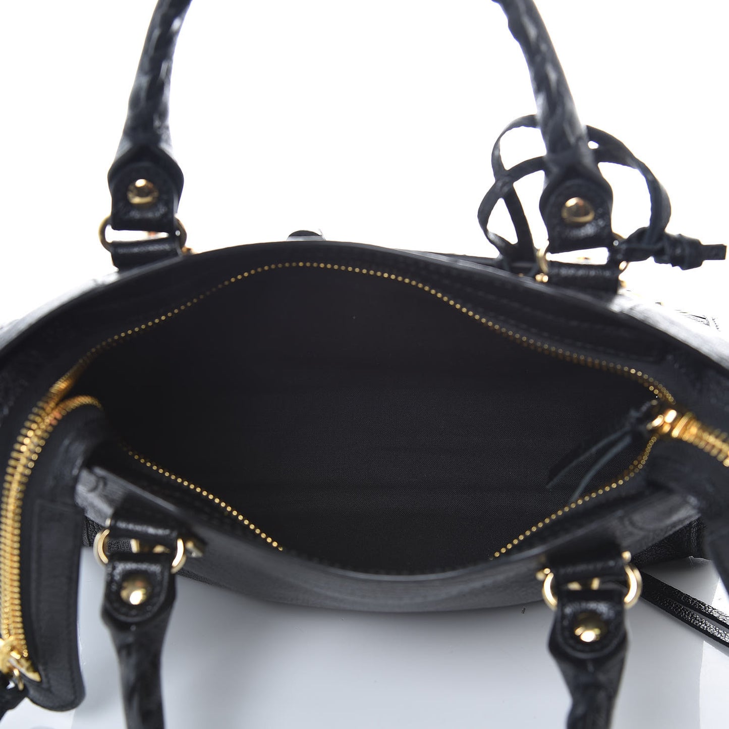 Chevre Gold Metallic Edge Hardware Mini City Black