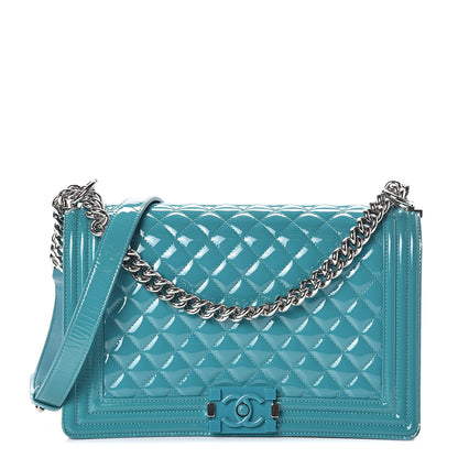 Chanel Patent Calfskin New Medium Plexiglass Boy Flap Green 1 of 9