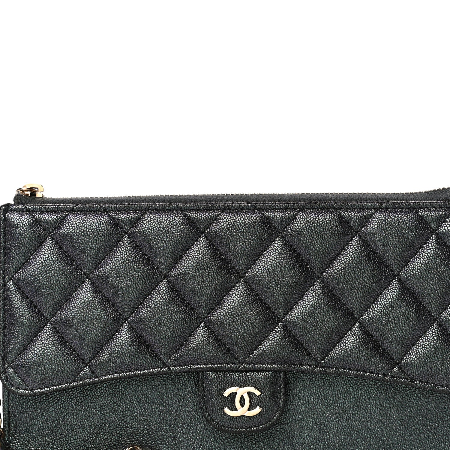 Chanel Iridescent Caviar Quilted Classic Pouch With Handle Black 8 of 11