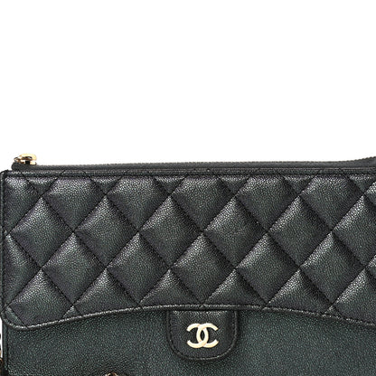 Chanel Iridescent Caviar Quilted Classic Pouch With Handle Black 8 of 11