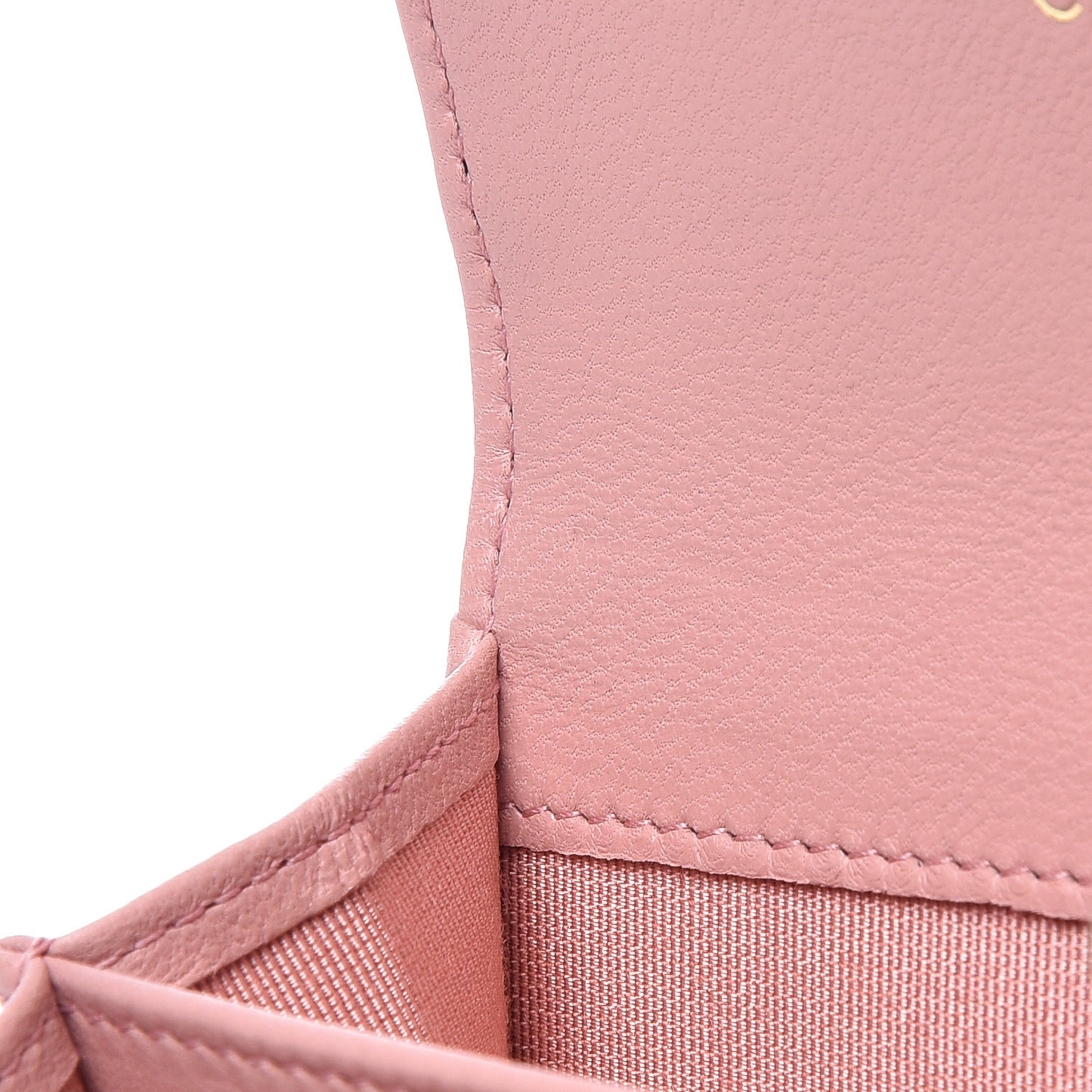 Lambskin Quilted Flap Card Holder Pink