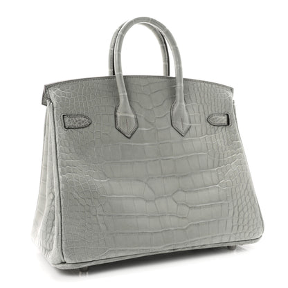 Hermes Matte Alligator Birkin 25 Gris Ciment 3 of 11