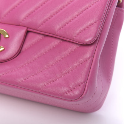 Chanel Lambskin Chevron Quilted Mini Rectangular Flap Fuchsia 11 of 15