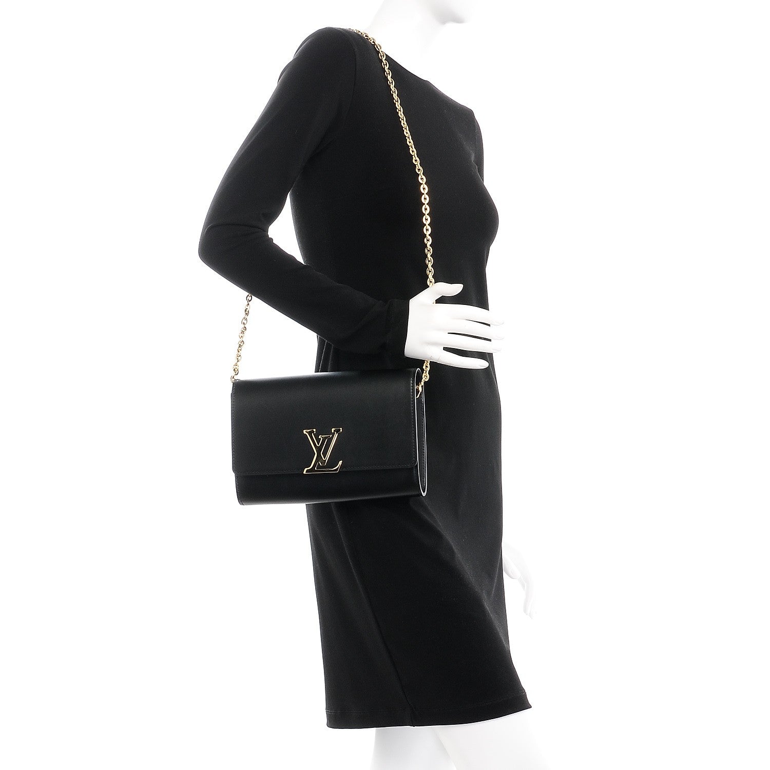 Louis Vuitton Calfskin Chain Louise GM Black 2 of 6