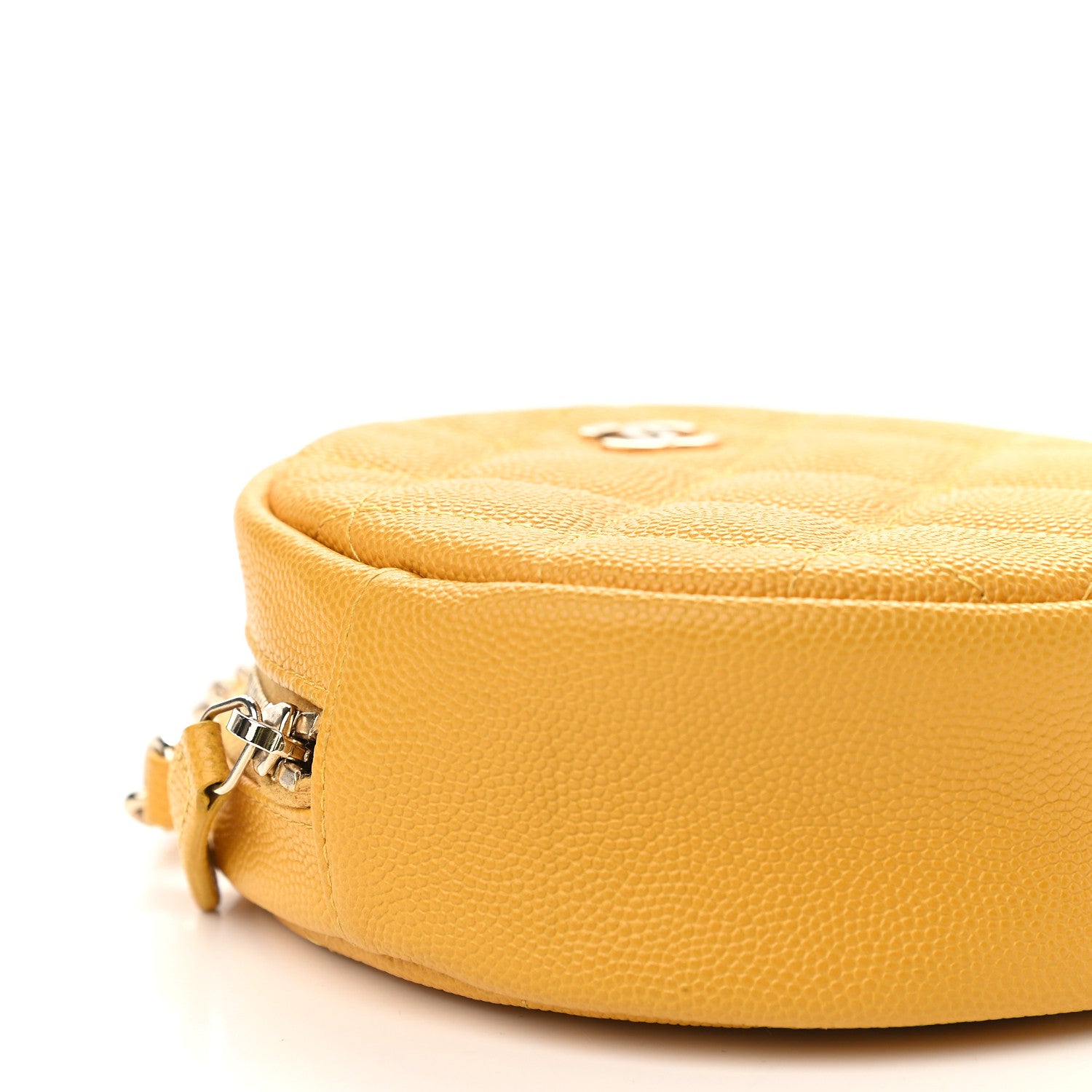 Chanel Caviar Quilted Round Clutch With Chain Yellow 8 of 9