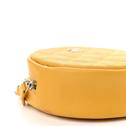Chanel Caviar Quilted Round Clutch With Chain Yellow 8 of 9
