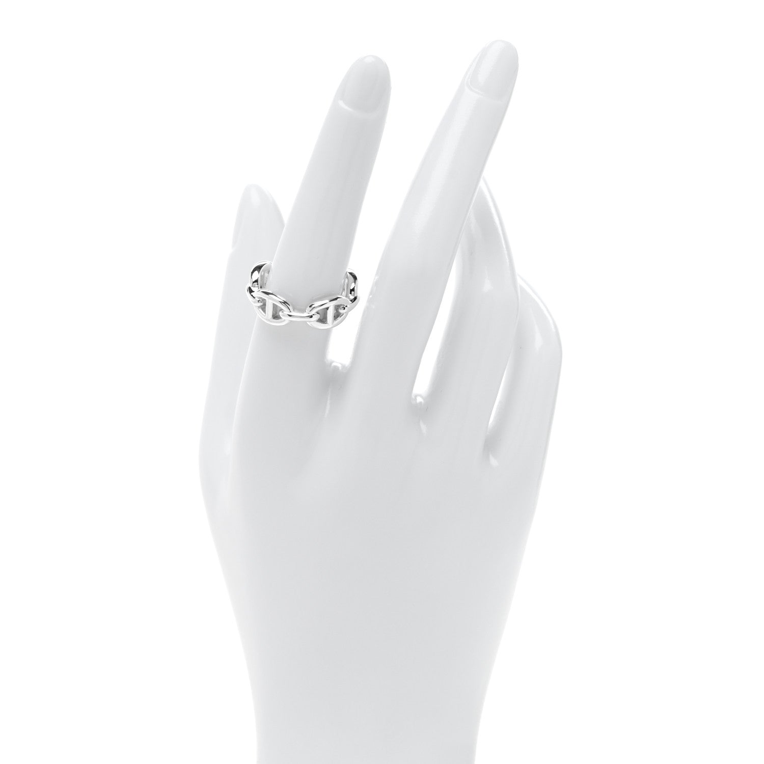 Hermes Sterling Silver PM Chaine d'Ancre Enchainee Band Ring 56 7.75 2 of 5