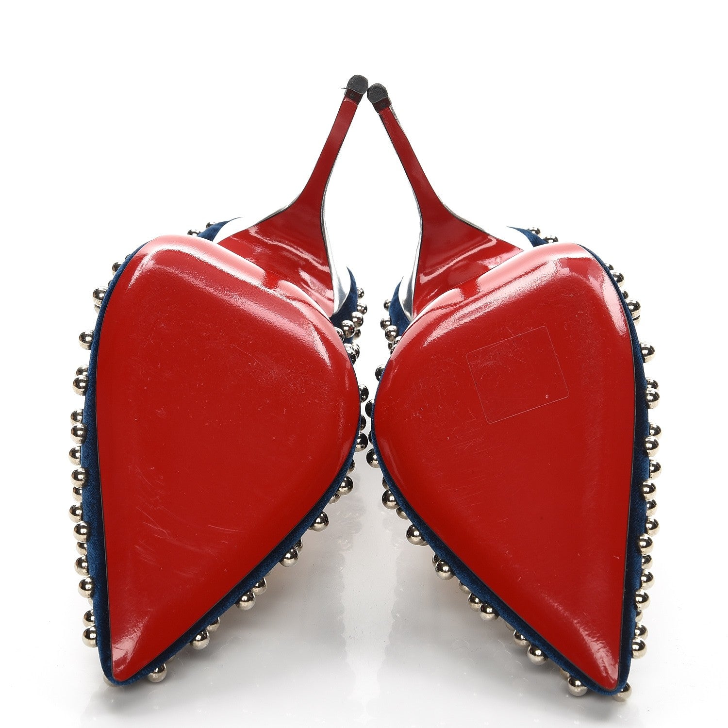 Christian Louboutin Velvet Billy 120 Spike Pumps 38.5 Silver Eclipse 5 of 8