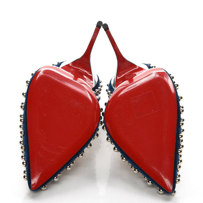 Christian Louboutin Velvet Billy 120 Spike Pumps 38.5 Silver Eclipse 5 of 8