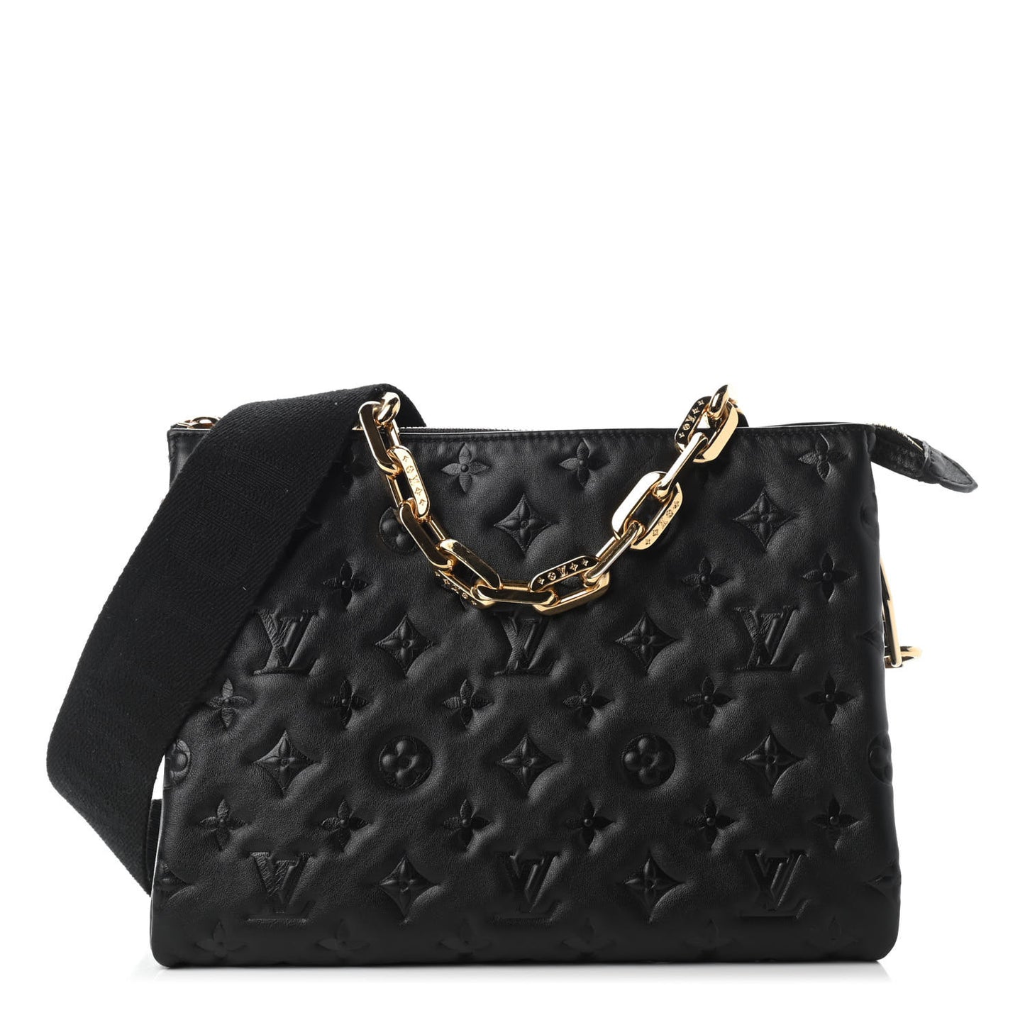 Lambskin Embossed Monogram Coussin PM Black
