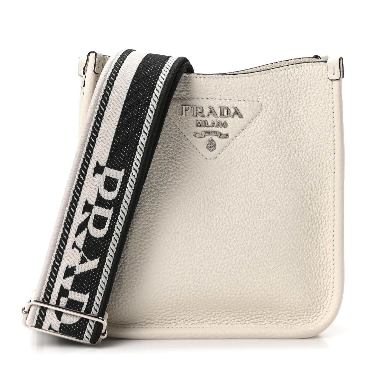 Prada Vitello Daino Soft Mini Hobo Messenger Bag White 1 of 10