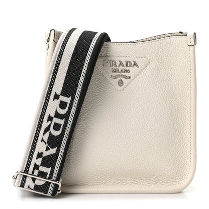 Prada Vitello Daino Soft Mini Hobo Messenger Bag White 1 of 10