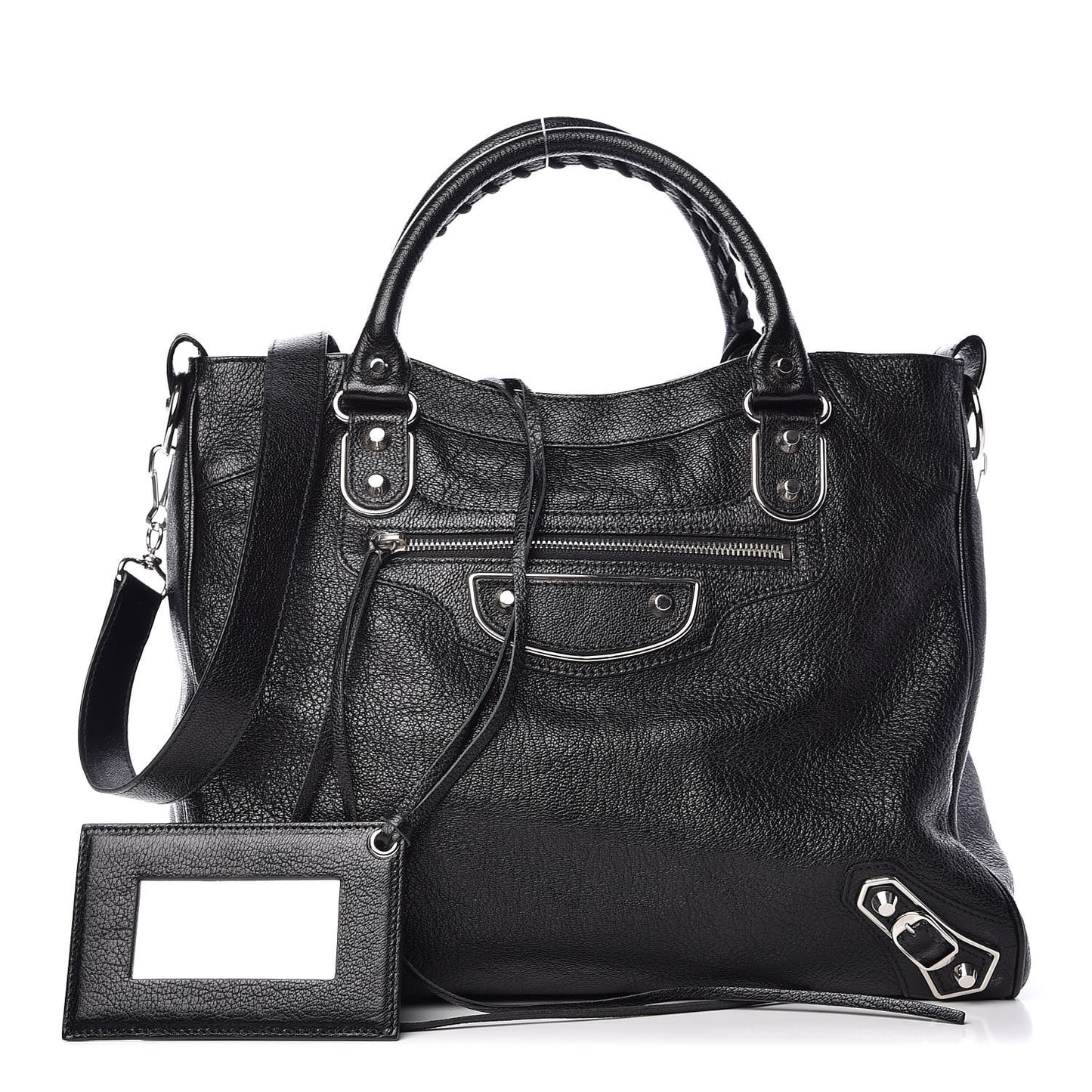 Chevre Silver Metallic Edge Hardware Velo Black