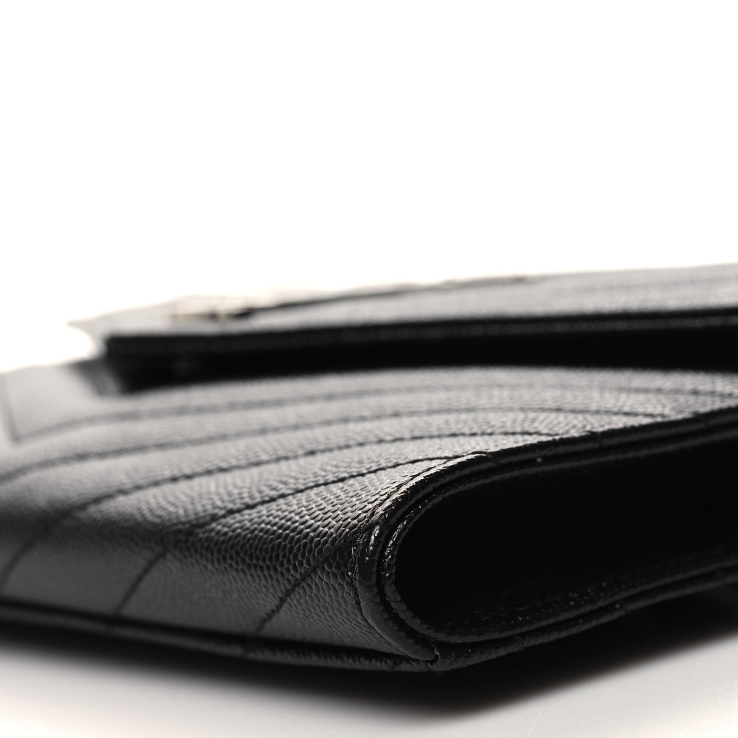 Saint Laurent Grain De Poudre Matelasse Chevron Monogram Envelope Clutch Black 10 of 10