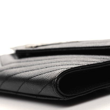 Saint Laurent Grain De Poudre Matelasse Chevron Monogram Envelope Clutch Black 10 of 10