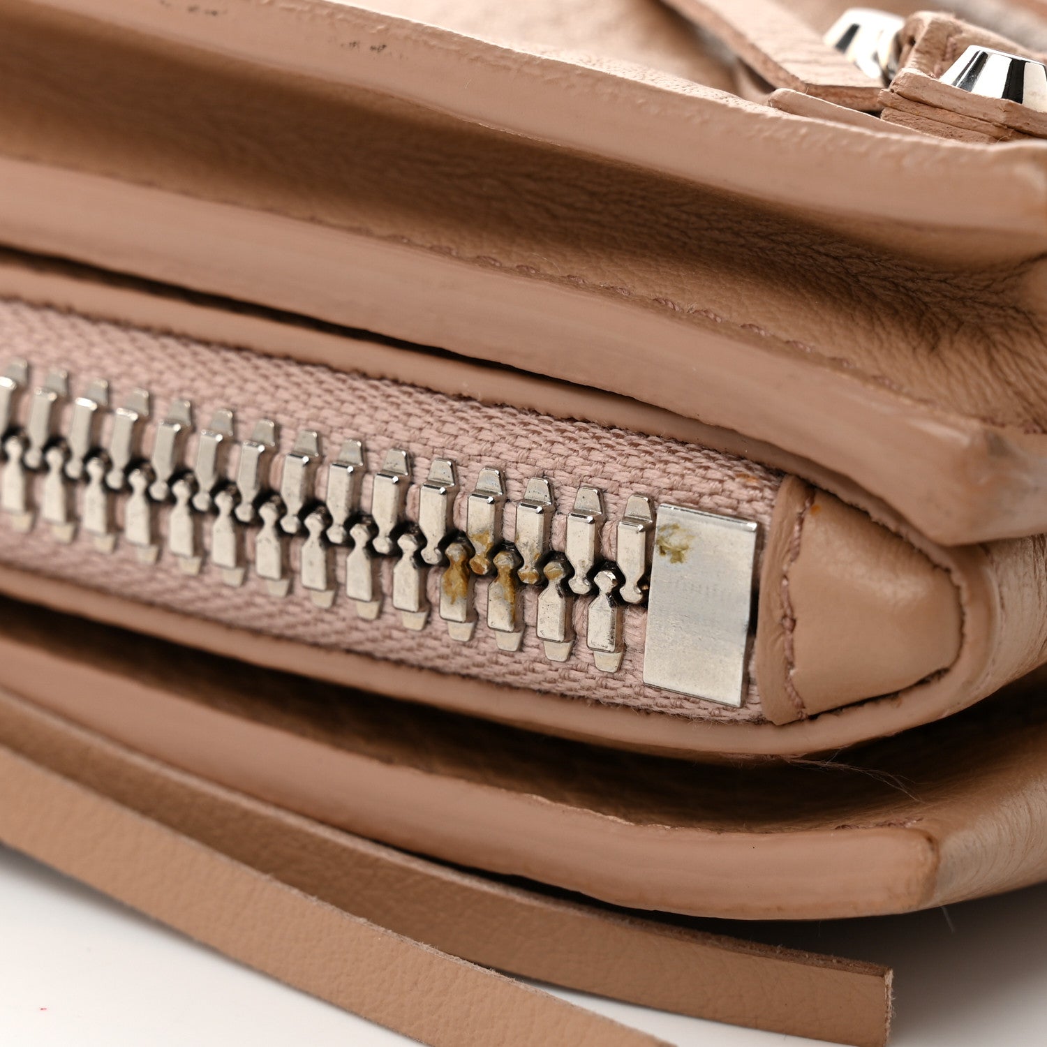 Balenciaga Veau Papier Classic Silver Hardware Triple XS Zip Around Crossbody Rose Des Sables 13 of 14