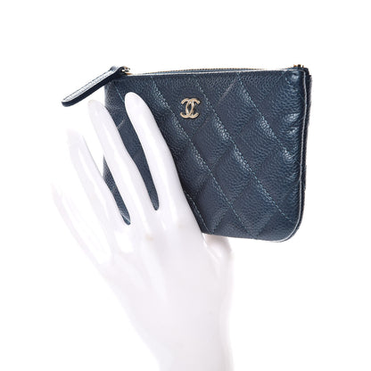 Chanel Metallic Caviar Quilted Small Cosmetic Case Dark Blue 2 of 8