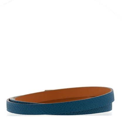 Hermes Epsom Hapi 3 MM Triple Tour Wrap Bracelet Bleu Izmir 3 of 5