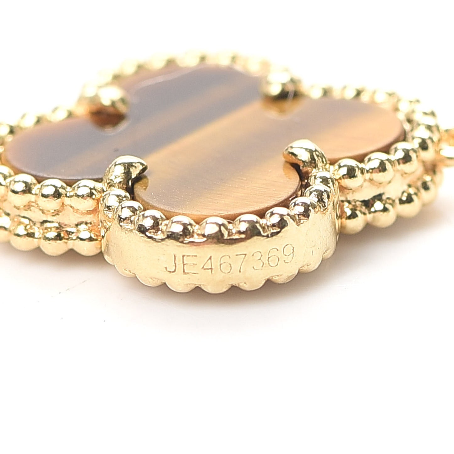 18K Yellow Gold Tiger Eye 5 Motifs Vintage Alhambra Bracelet