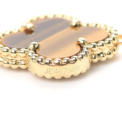 Van Cleef & Arpels 18K Yellow Gold Tiger Eye 5 Motifs Vintage Alhambra Bracelet 5 of 7