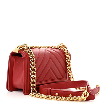 Chanel Calfskin Chevron Quilted Small Boy Flap Red 3 of 12
