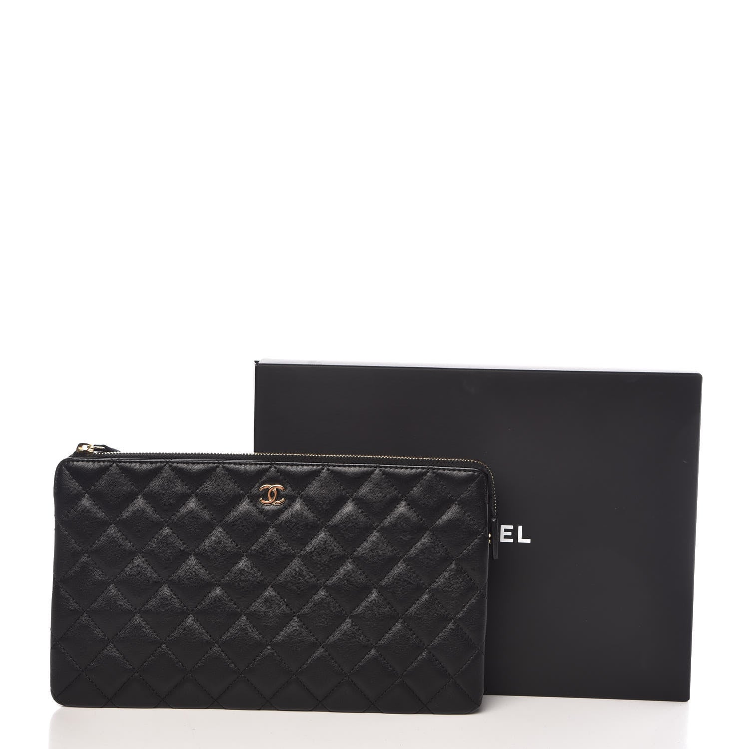 Chanel Lambskin Quilted Small Zipped Pouch Black 12 of 12