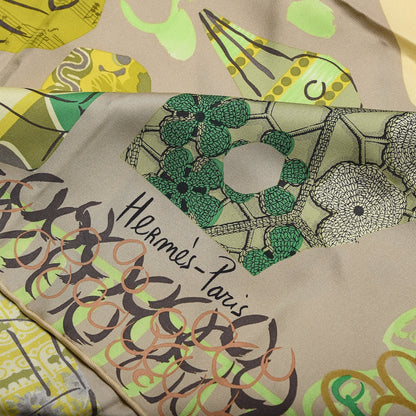Hermes Silk La Maizeon Des Oiseaux Parleurs Scarf 90 Vert Mastic Absinthe Jaune Soufre 3 of 6