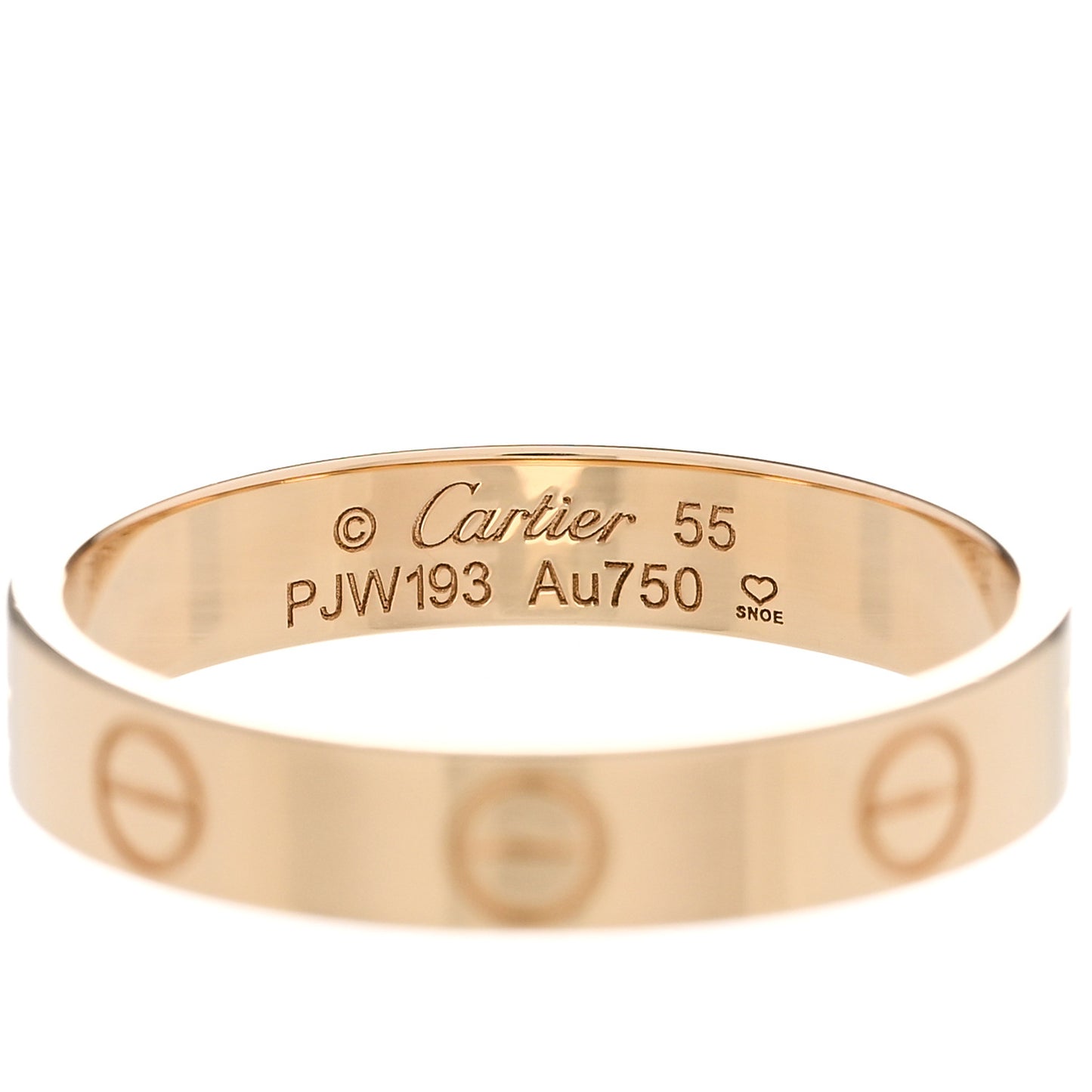 18K Yellow Gold 3.5mm LOVE Wedding Band Ring 55 7.25