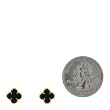Van Cleef & Arpels 18K Yellow Gold Black Onyx Sweet Alhambra Earrings 2 of 5