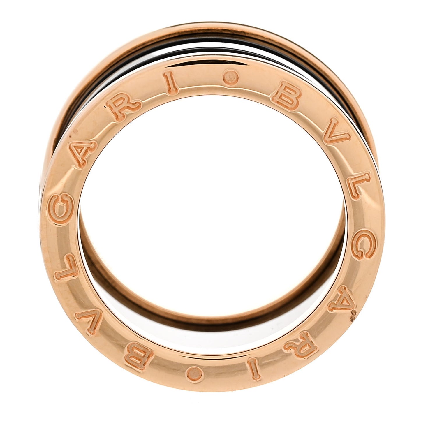 18K Rose Gold Black Ceramic B.Zero1 Four-Band Ring 57 8