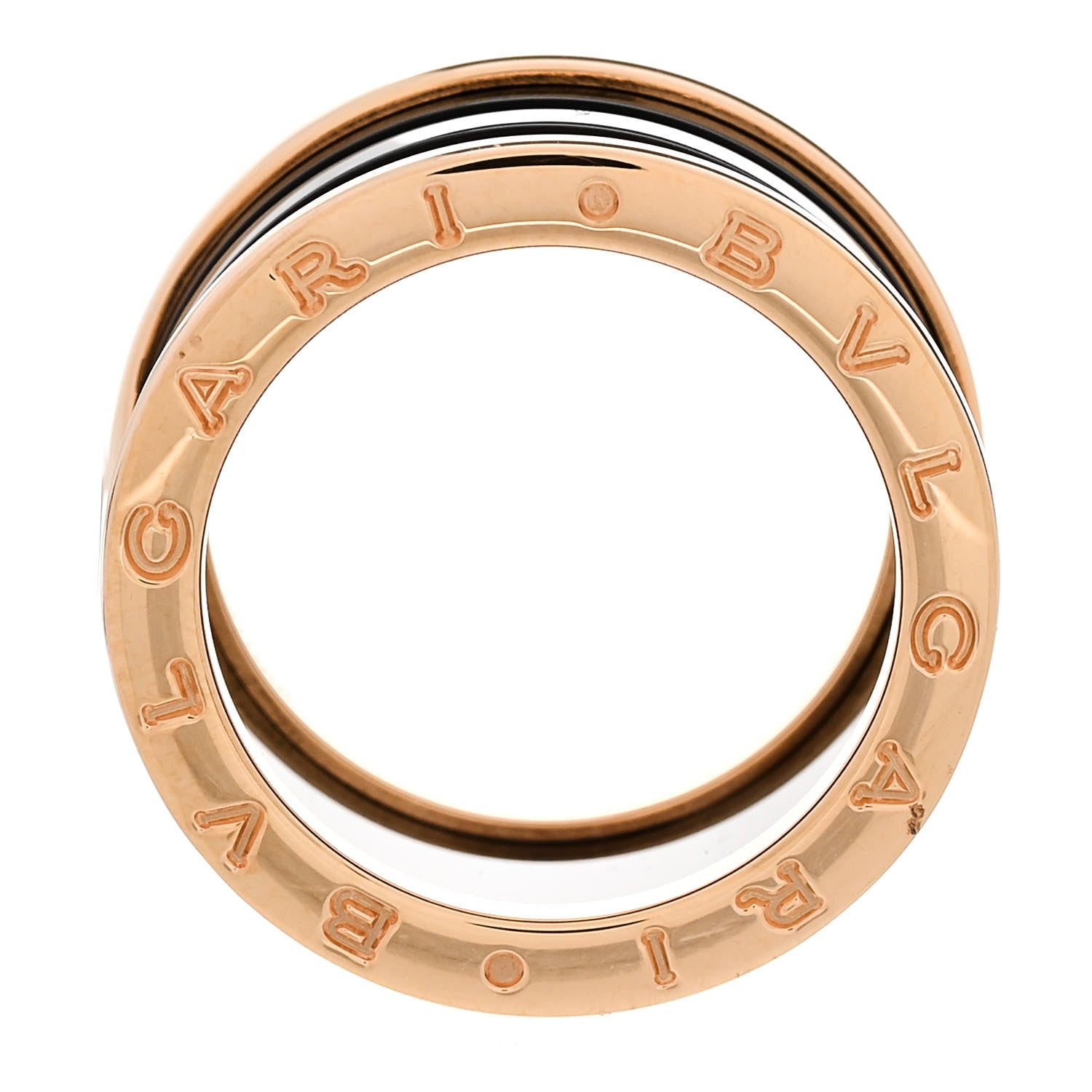 Bulgari 18K Rose Gold Black Ceramic B.Zero1 Four-Band Ring 57 8 4 of 8