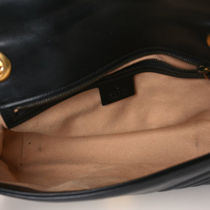 Gucci Calfskin Matelasse Small GG Marmont Shoulder Bag Black 4 of 9