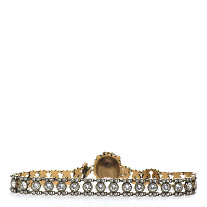 Gucci Metal Crystal Lion Head Choker Necklace Aged Gold 3 of 5