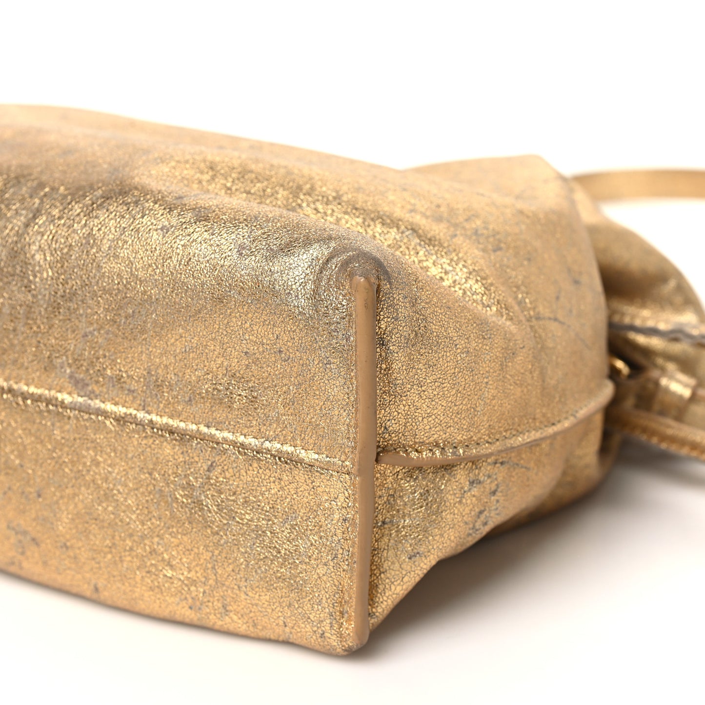 Metallic Lambskin Medium Chain Flamenco Knot Clutch Gold