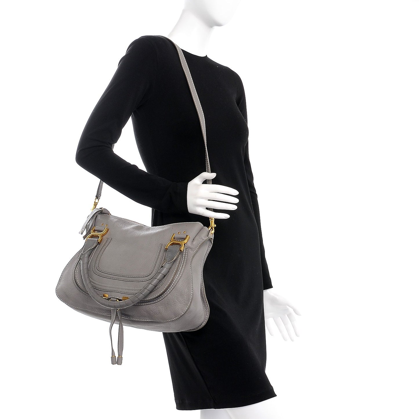 Calfskin Medium Marcie Satchel Cashmere Grey