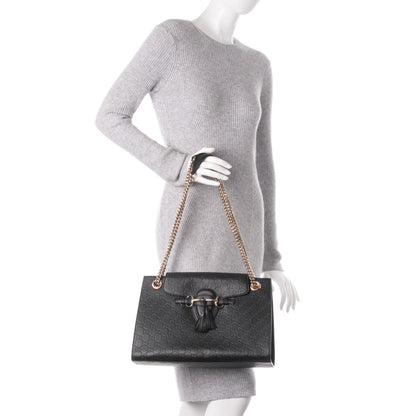 Gucci Guccissima Large Emily Chain Shoulder Bag Black 2 of 8