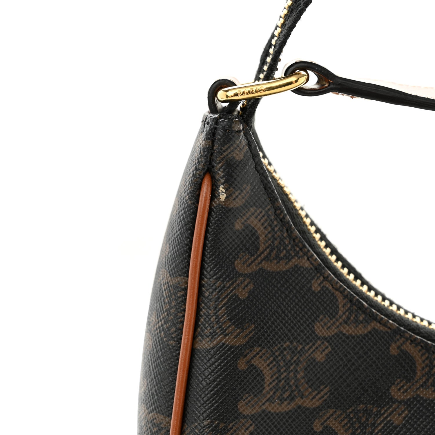 Celine Triomphe Canvas Calfskin Ava Shoulder Bag Tan 11 of 12
