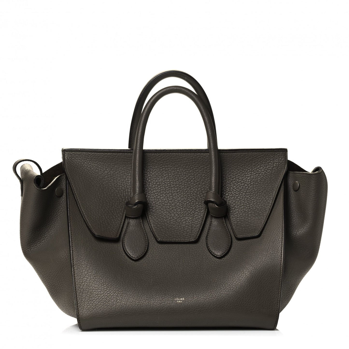 Crisped Calfskin Small Tie Knot Tote Dark Khaki