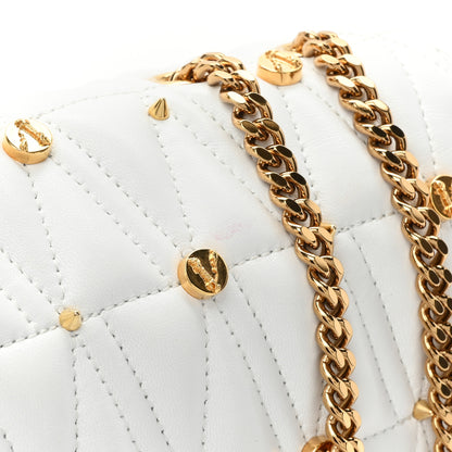Versace Nappa Quilted Studded Virtus Shoulder Bag White 10 of 12