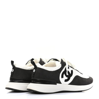 Chanel Nylon Suede Calfskin CC Sneakers 44 White Dark Grey 4 of 8