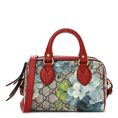 Gucci GG Supreme Monogram Blooms Mini Boston Navy Blue Hibiscus 1 of 11