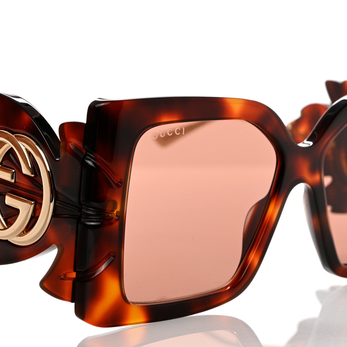 Acetate Square Frame Wing Sunglasses GG0535S Havana