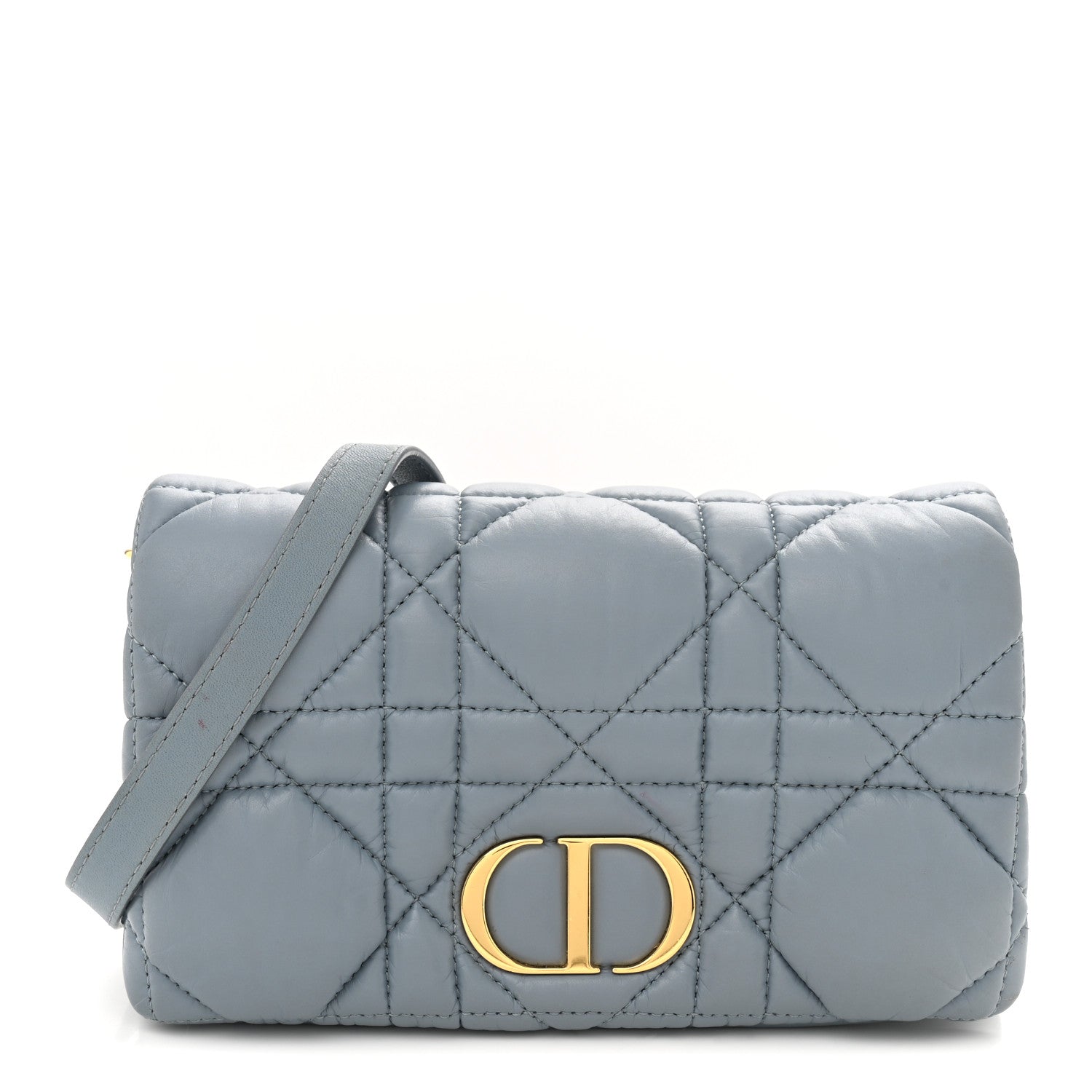 Christian Dior Lambskin Macrocannage Mini Dior Caro Bag Cloud Blue 1 of 14