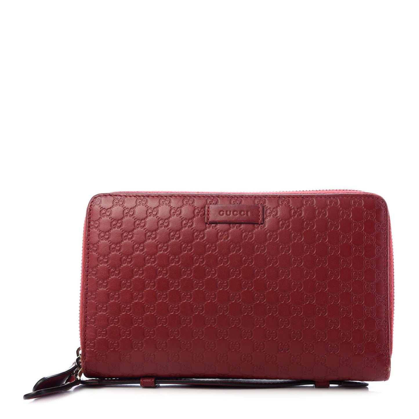 Microguccissima Zip Around Top Handle Travel Wallet Red