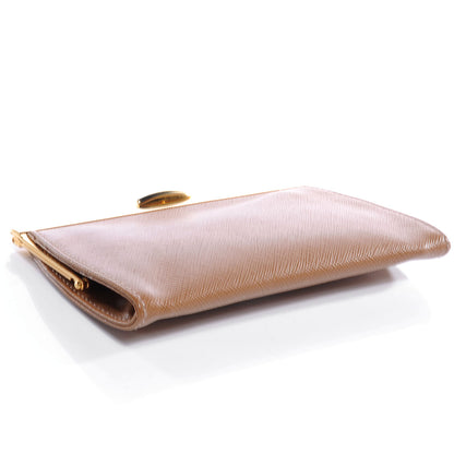 Prada Saffiano Kiss Lock Clutch Caramel 4 of 7